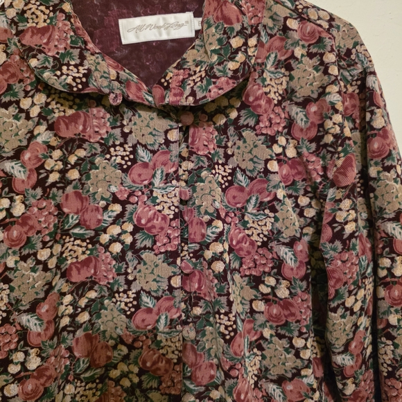 All Week Long Corduroy Fruit Long Sleeve Dress Size 8 - Picture 4 of 8